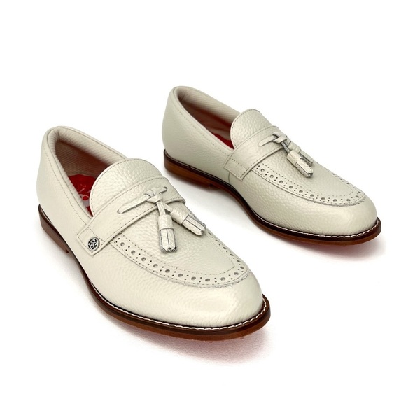 New G/FORE Womens Golf Shoes Size 7 Leather Loafers Tassel Brogue Cruiser Stone - Picture 10 of 10